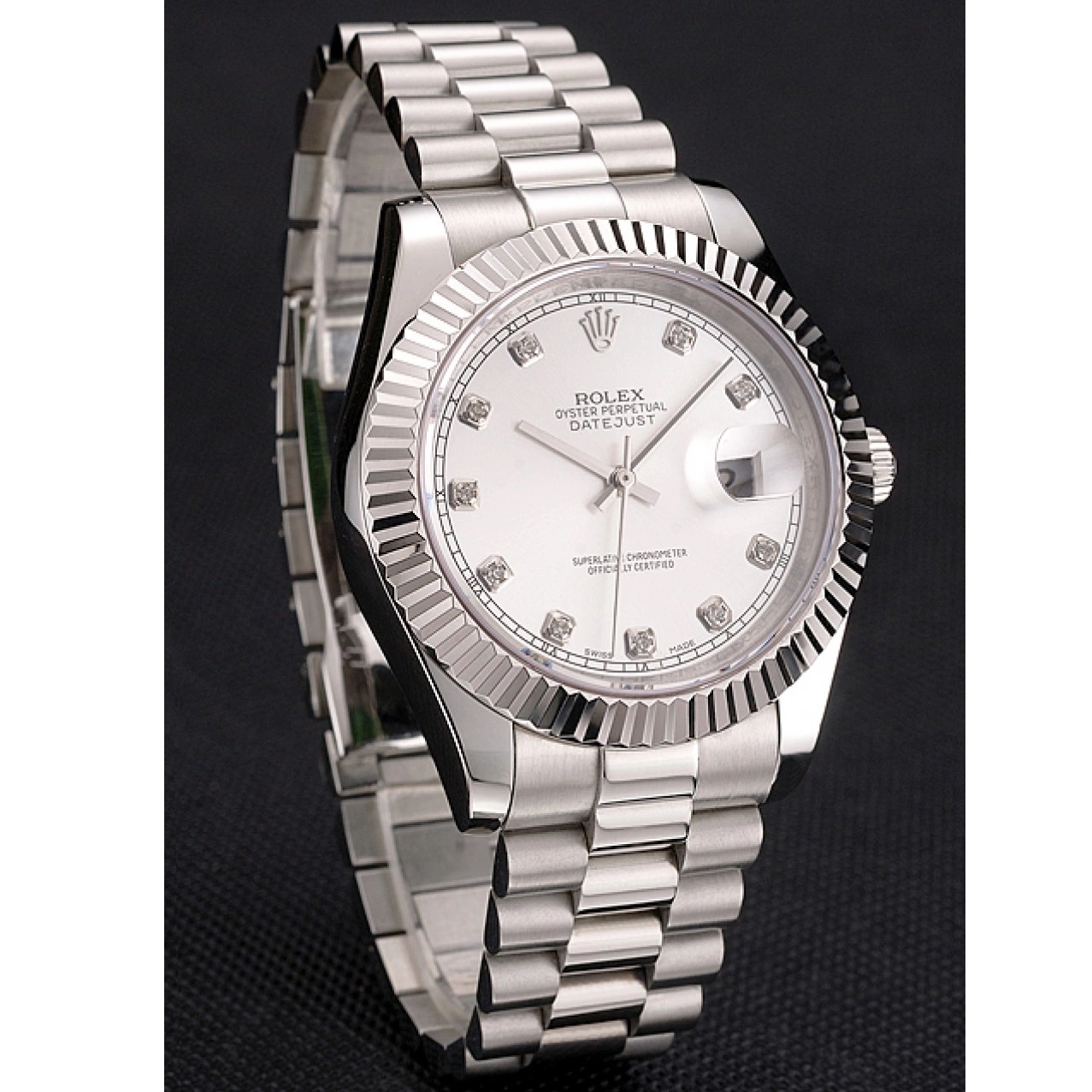 Aaa replica watch Silver Steel Stainless Rolex Case Swiss And Datejust Dial Bracelet 0514